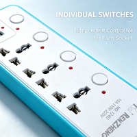 Multiprise murale universelle à 3 prises avec interrupteurs individuels et 2 ports USB, rallonge de charge USB pour la maison
