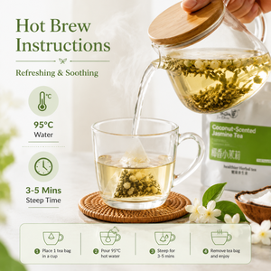 Thé Santé Premium 114g Coco <span class=keywords><strong>Jasmin</strong></span> Mélangé 12 Sachets Queue de Phénix Aiguille d'Argent Arôme Floral Crémeux Rafraîchissant - Product Image 4