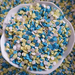 1 kg de paillettes pour slime artisanal, tranches de polymère bleues, jaunes, blanches, rondes, en forme de chips, de cercles, de points, de confettis, mélange de paillettes en argile polymère - Product Image 5