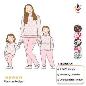 Ensemble assorti pour la famille en bambou Pull et leggings Impression personnalisée Logo de transfert de chaleur Tissu organique doux - Product Image 3