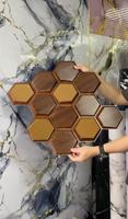 Panneau mural 3D en PVC MOI 20 pouces*20 pouces avec surface miroir, design moderne pour la décoration intérieure du salon et de la cuisine