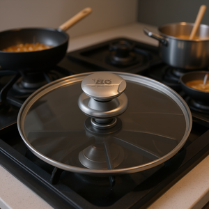 Tapa de vidrio Elo Galant de 28 cm con mango de acero inoxidable para ollas y sartenes - Product Image 3