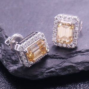 Pendientes de Bola de Moissanita Plateados con Engaste de Garra para Mujer, Joyería de Compromiso y Boda - Product Image 2