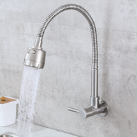 Robinet de cuisine commercial élégant en acier inoxydable, simple tuyau flexible brossé à froid, 2 fonctions