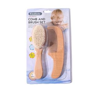 Ensemble de brosses et peignes pour bébé. Peigne à cheveux en bois de bouleau pour bébé. Brosse de bain et shampoing pour bébés, effet laine. - Product Image 1