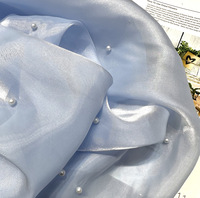 Perle d'ongle 3D fil de satin étincelant tissu de perles de satin tissu d'emballage de fleurs vêtements Lolita pour robes de mariée