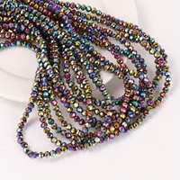 Perles Rondelles en Verre Facetté 4MM pour la Fabrication de Bijoux, Perles en Cristal en Vrac pour Adultes, Breloques pour Bracelets, Artisanat DIY, 110 pièces/brin