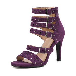 Scarpe da Ballo Jazz Salsa con Fibbia Viola 7,5cm 9,5cm 11cm Sandali da Ballo in Camoscio Scarpe da Ballo per Esibizioni per Donne - Product Image 1