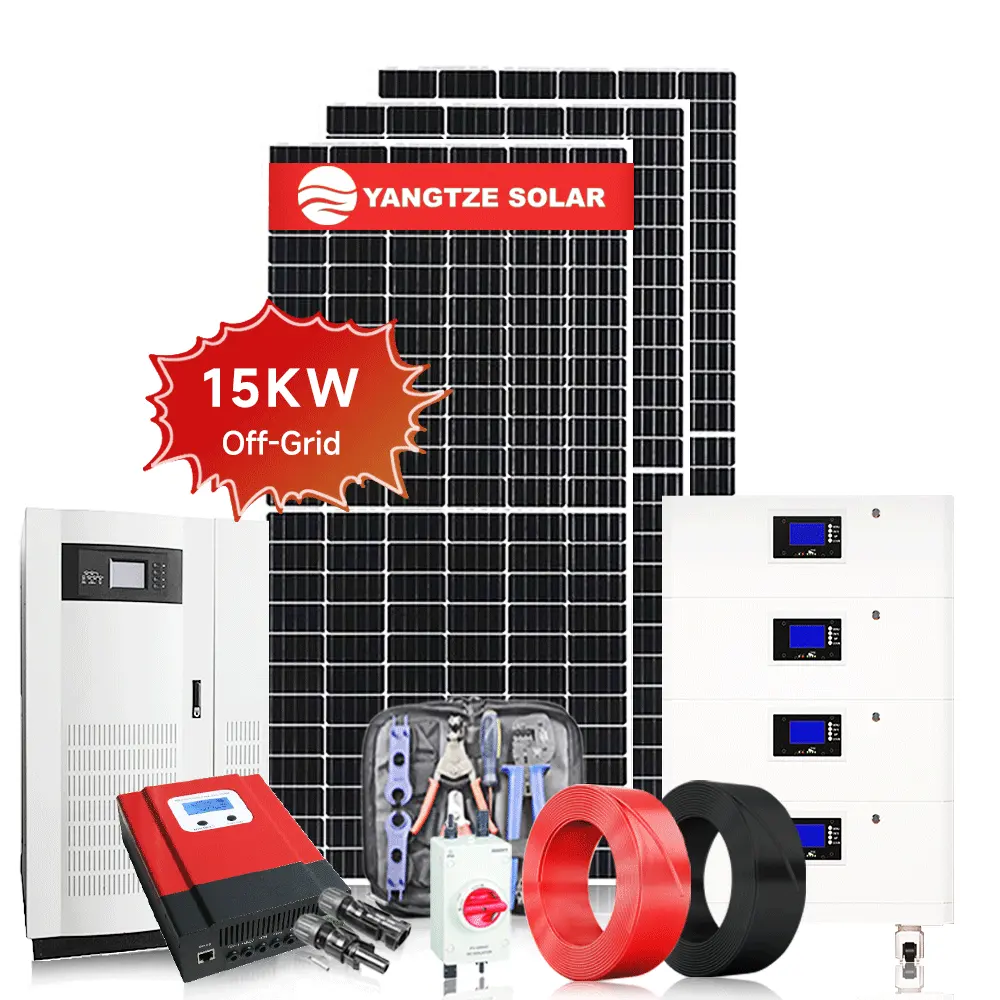 15 kw 20kw 25kw 30kw kiti 3 fazlı şebekeden bağımsız invertör ticari güneş enerjisi sistemi ile pil yedekleme