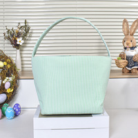Panier en tissu seersucker rayé, sac de rangement pour bonbons de festival, décorations pour la chasse aux œufs de Pâques, fournitures pour fêtes d'Halloween, ornement pour la maison