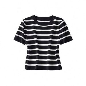 Pull-over court en maille de soie glacée pour femme, style vintage, collection printemps - Product Image 4