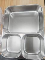 Boîte à lunch chauffante en acier inoxydable 304 de qualité alimentaire, prix d'usine premium, avec 3 compartiments et couvercle en Tritan pour l'école et le bureau