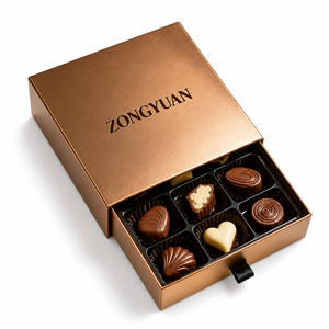 Boîte cadeau à chocolats personnalisée avec logo, 6, 12 ou 24 compartiments, type tiroir, pour pâtisseries, bonbons, emballage alimentaire, écologique, imprimée, pour truffes à retirer - Product Image 2