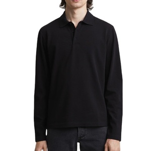 Chemises en jersey de coton de haute qualité pour hommes, unies, écologiques, vente en gros, manches longues, confortables, décontractées, logo personnalisé, OEM - Product Image 1
