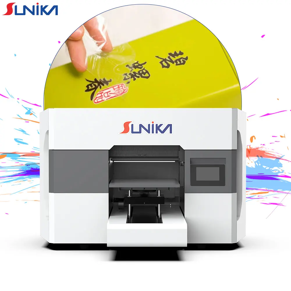 Sunika fabricante de papel UV Pet Any Máquina de impressão a4 de relevo alto irregular Impressora a jato de tinta UV para caneta case