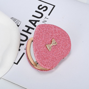 2025 휴대용 심장 라운드 접힌 컴팩트 거울 로즈 골드 실버 포켓 거울 개인화 된 선물을위한 메이크업 - Product Image 2