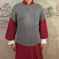 Coif d'armure médiévale antique en chaîne, en acier à maillons, articles décoratifs rustiques en métal