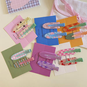 Summer Grape Cherry Fruit Printed Plastic <strong>Hair</strong> Clips 2pcs/Set Sweet No Crease Makeup Hairpins for Girls - Product Image 1