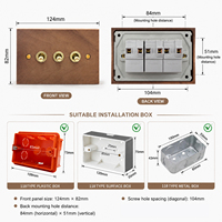 BAOBEN Sakelar Kayu Solid Motif Serat Kayu 118 Standar Amerika, Sakelar Tekan Kuningan, Pelat Dinding Pengisi Daya USB