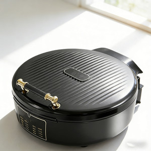 Poêle Électrique Noire et Or 30 cm 1500W Double Chauffage Antiadhésive Grande Capacité Usage Domestique - Product Image 5