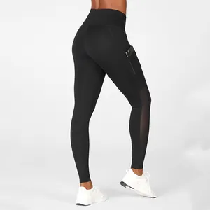 Custom Organic Recycled Fabric alphalete Fabletics Compression Yoga Mesh Pocket Gym Legging Leggings