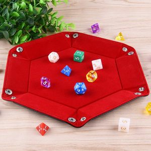 Estuche para dados hexagonal de doble capa de cuero PU duradero al por mayor, bandeja plegable para juegos de mesa D&D - Product Image 3