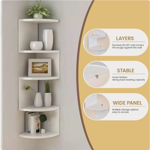 Étagère d'angle murale pour chambre à coucher, rangement triangulaire, organisateur suspendu pour <span class=keywords><strong>chevet</strong></span>, meuble de présentation <span class=keywords><strong>flottant</strong></span> - Product Image 4