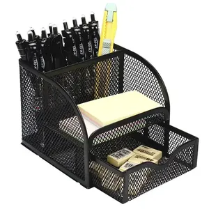 Mesh <b>Marker</b> Holder 4 Divided Compartments Office Makeup Brushes Holder Stationery Storage Home Office Supplies <b>Pen</b> Organizer - Product Image 1