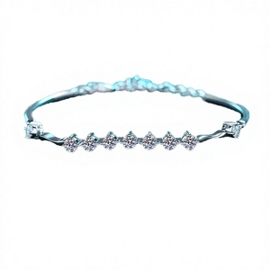 Exquisite S925 Sterling <b>Silver</b> Rhodium Plated Ladies Moissanite Emerald Cut Claw Setting <b>Bracelet</b> Light Luxury Bangles - Product Image 2