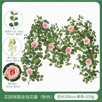 Vente chaude 2M Eucalyptus Vigne Guirlande Artificielle Camélia Rose Fleur Matière Plastique Pâques Mariage Maison Jardin Décoration