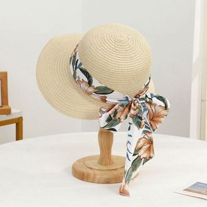Wholesale Summer Outdoor Travel Casual Image Style Women Paper <b>Straw</b> Sun Beach Hat with Bow - Product Image 3