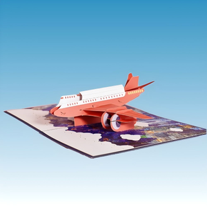 3D pop-up máy bay thiệp chúc mừng-3D handmade sáng tạo Giấy Thủ Công thẻ sinh nhật cho du khách phi công, hàng không Quà tặng khuyến mãi - Product Image 2