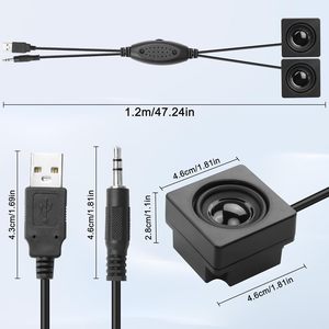 XMSJSIY Mini Computer <strong>Speaker</strong> 3.5mm TRS Input Volume Control USB Powered Stereo Bass Boost 6W for PC Laptop Phone Notebook -1.2M - Product Image 2