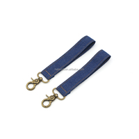 Porte-clés unique en denim foncé avec sangle de poignet, support pour clés de voiture, impression et broderie de logo, couleur personnalisée