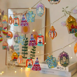 إضاءة هدية العيد المنزلية، أضواء ستارة معلقة للمسلمين، إضاءة ستارة LED بتصميم النجوم والقمر لعيد الفطر، زينة إضاءة رمضان - Product Image 2