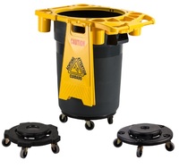 Poubelle ronde en plastique avec couvercle, grande capacité, poubelle extérieure, seau à déchets en plastique robuste pour jardin et collectivité