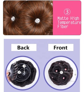 Großhandel Diamond Synthetic Hair <span class=keywords><strong>Bun</strong></span> Dick Schwarz Curly Chignons <span class=keywords><strong>Messy</strong></span> Fake Haar verlängerungen Straight Style Hair Scrunch ies - Product Image 4