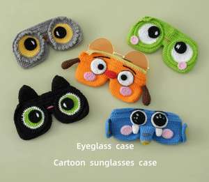 Handmade Cartoon Eyeglasses Case Crochet Spectacle Pouch <b>Cute</b> Glasses Holder for <b>Sunglasses</b> Travel Gift - Product Image 1