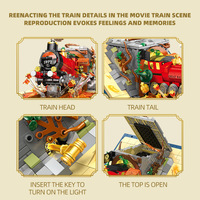 JIESTAR JJ9059 889PCS Série de films Hogwarts Express Train Ornament Building Block Model Technical Educational Toy Festival Gift