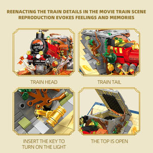 JIESTAR JJ9059 889PCS Série de films Hogwarts Express Train Ornament Building Block Model Technical Educational Toy Festival Gift - Product Image 5