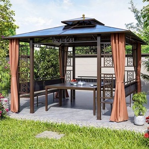 Gazebo de Aleación de Aluminio para Exteriores con Techo de Láminas Ajustables para Jardín, <span class=keywords><strong>Patio</strong></span> o Terraza - Product Image 3