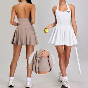 依依女子网球运动百褶夏季露背迷你连衣裙2025高尔夫锻炼内置短裤休闲连裤短太阳裙 - Product Image 1