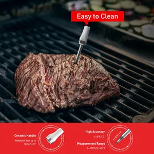 2022 Bluetooth Wireless Long Range Digital Kitchen Food Roast Meats BBQ Thermometer With Dual Probes For Bbq Grilling Oven