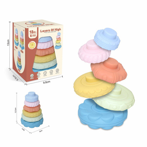 Jouet éducatif pour bébé <span class=keywords><strong>en</strong></span> gros, jouet d'empilage <span class=keywords><strong>en</strong></span> caoutchouc souple, jouet amusant <span class=keywords><strong>de</strong></span> dessin animé, <span class=keywords><strong>tour</strong></span> d'empilage arc-<span class=keywords><strong>en</strong></span>-ciel, <span class=keywords><strong>blocs</strong></span> d'empilage - Product Image 4