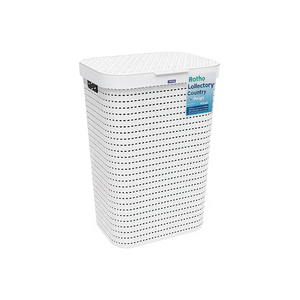 Rotho Laundry Collector Country, Paquete de 4, Diseño Perforado Blanco - Product Image 2