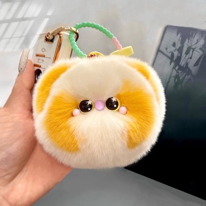 Mignon petit chat chaton en peluche véritable Rex lapin fourrure porte-clés sac à dos pendentif Pom Pom porte-clés sac à main breloque voiture porte-clés cadeaux - Product Image 6