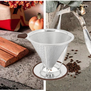 핫 푸드 등급 재사용 가능한 스테인레스 스틸 메쉬 스트레이너 홀더 차 도구가있는 새로운 친환경 커피 필터 - Product Image 2