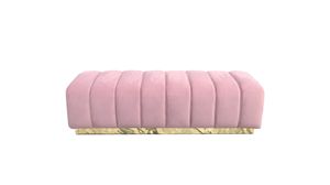 Modern Luxury Eco-Friendly Durable Pink Velvet Upholstered Ottoman Bench Gold Stainless Steel Base <b>Bedroom</b> Hotel Villa - Product Image 3