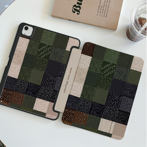 Étui pour iPad 9 2024, nouveau design simple à carreaux avec emplacement pour stylet, protection anti-flexion et anti-chute pour tablette - Product Image 1
