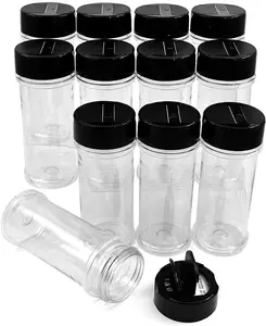 Tarros de plástico sin BPA para sal y pimienta, botellas de condimentos para mascotas